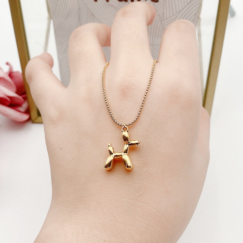 Kinder-Spaß-Ballon-kleiner Hund-Design-Titan-Stahl-Halskette, kleines dreidimensionales Mädchen-Schlüsselbein-Ketten-Accessoire-Anhänger_voghion.com