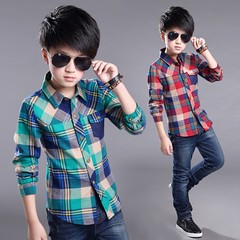 Children's Shirt 5 Boys' Shirts Spring and Autumn Medium and Large Children's Plaid Shirt 8 Children's Clothing 2020 Autumn Shirt