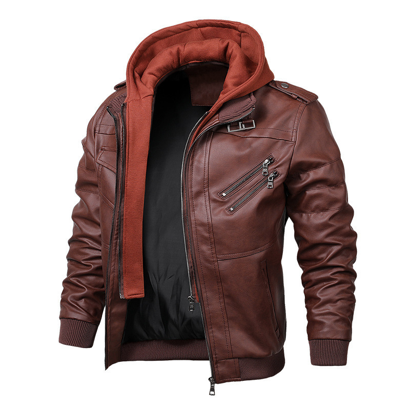2022 Spring And Autumn New Foreign Trade Men's Clothing Men's Pu Leather Plain Leather Jacket Jacket European And American Plus Size Men's Fashion Trend