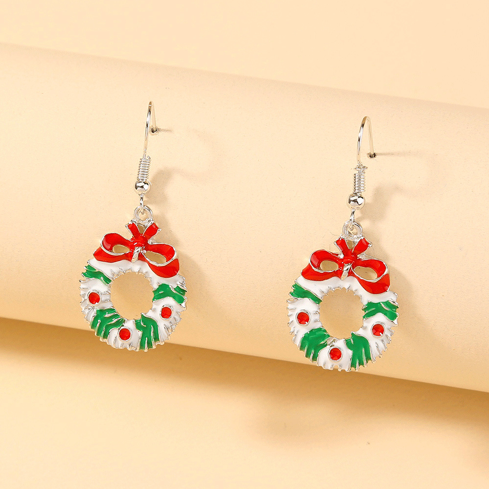 Nihaojewelry Wholesale Jewelry New Christmas Pattern Bow Copper Long Earrings display picture 5