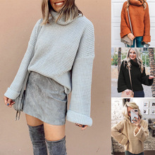 2025冬季新款欧美外贸爆款亚马逊大码女装毛衣网红纯色高领毛衣女