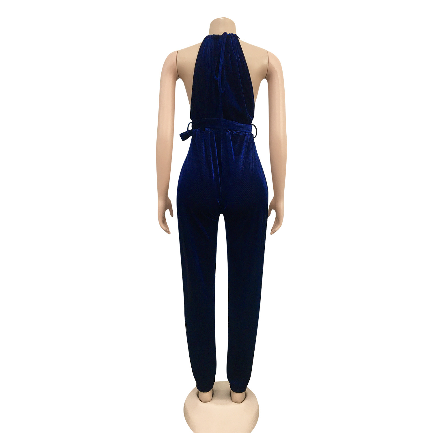 Sexy Lace Up Stretch Split Women Jumpsuit
