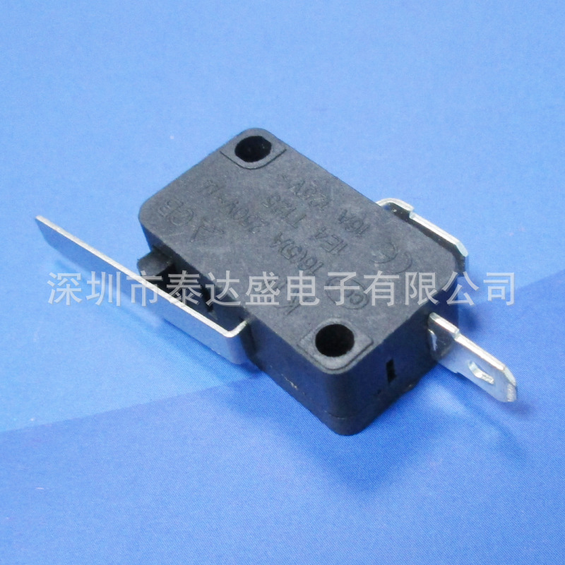 NO-COM两脚常开型大行程开关 按下通电带压杆铜脚微动开关KW7-1LC