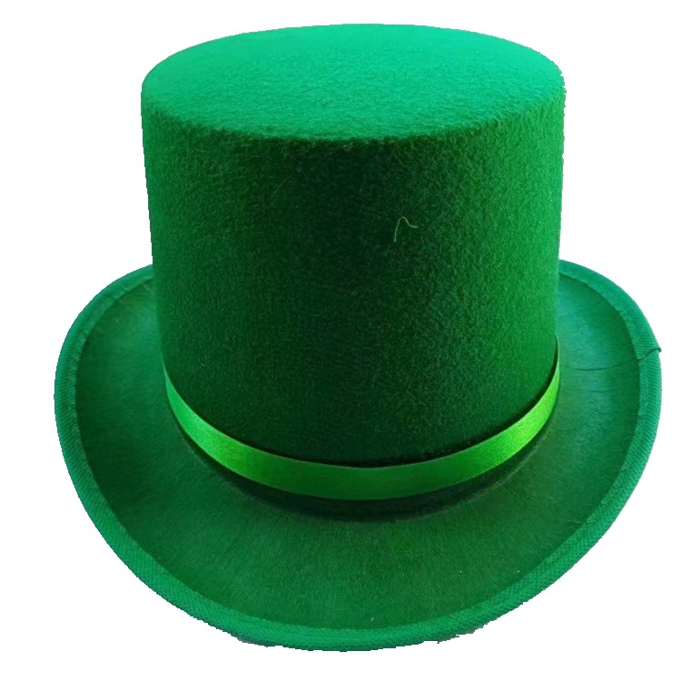 Fabricante de Yiwu suministrar directamente el sombrero irlandés, sombrero verde, sombrero de caucho de trébol, día de San Patricio