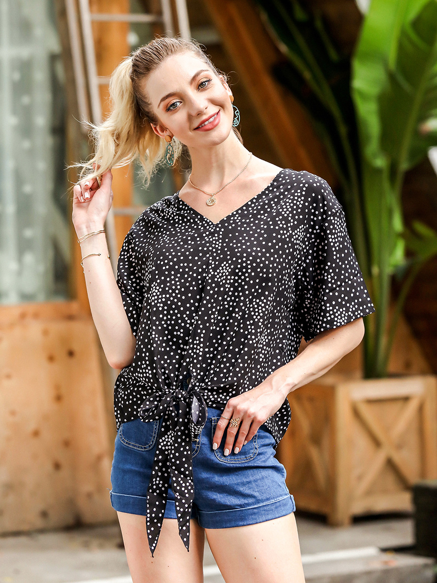  summer urban casual V-neck top T-shirt NSAL2890