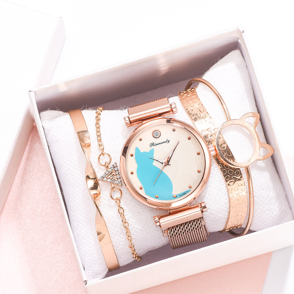 Cute Simple Style Cat Magnet Buckle Quartz Women's Watches display picture 4