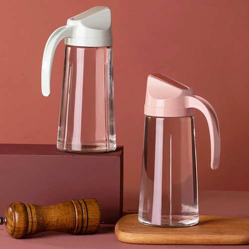 Meizi large-capacity glass dust-proof and leak-proof oil pot automatic opening flip-top oil bottle liquid seasoning bottle oil pot