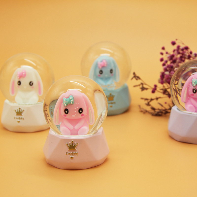 originality Cartoon Long-eared rabbit resin crystal ball student children A birthday present gift Resin crafts Decoration