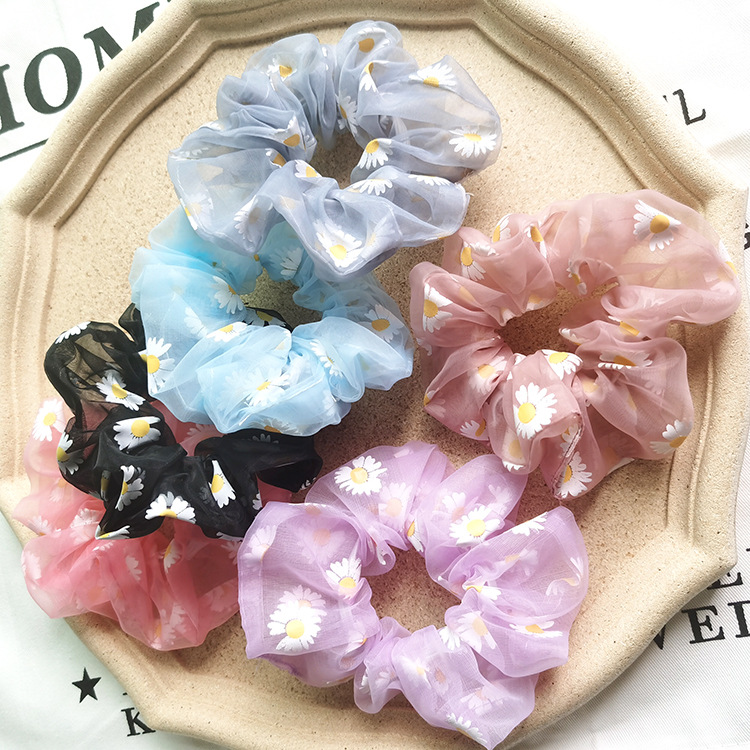 New Fashion Flowers Mesh Scaffolding Wholesale Chrysanthemum Cheap Scrunchies display picture 4