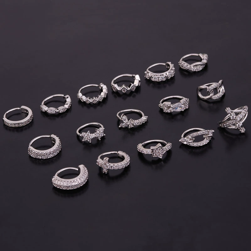 Zirconium, fashionable earrings, creative piercing, accessory, for import, micro incrustation, wholesale