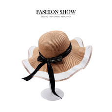 Summer New Korean Fashion Simple Hat Wild Shade Sunscreen Straw Hat Outdoor Travel Bow Beach Hat  Wholesale Nihaojewelry display picture 15