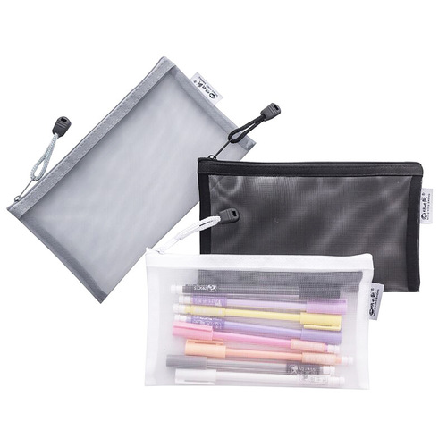 Wholesale document bag, mesh A6 transparent pencil bag, nylon simple student exam pencil bag, large capacity for girls