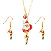 Christmas accessory, small bell, necklace and earrings for elderly, set, European style, wholesale