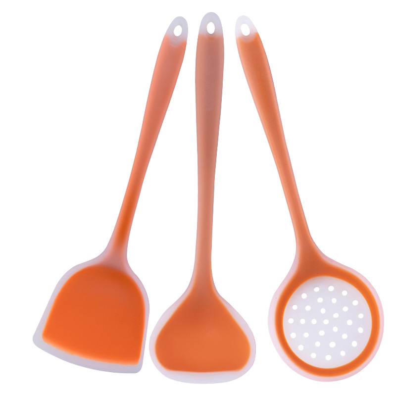 厂家直供 半透明橙色硅胶厨具 套装透色硅胶锅铲烹饪勺铲饭勺漏勺