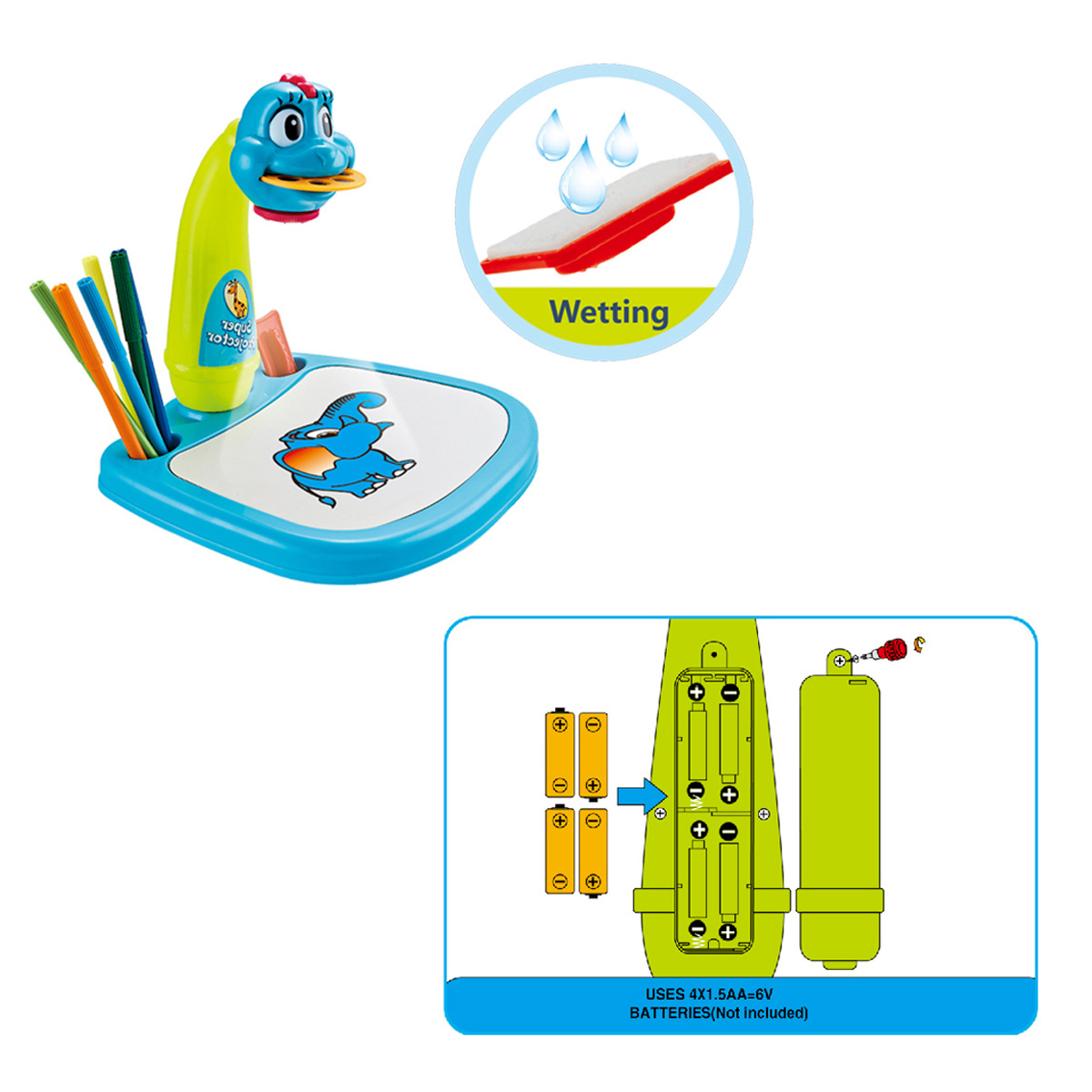 De los niños juguetes de inteligencia DIY dinosaurio Mesa aprendizaje inteligente 6D proyección pintura máquina Caballete Proyector