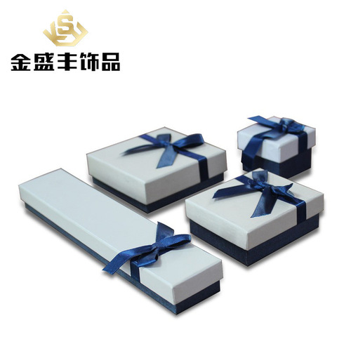 Simple and elegant gift bow square ring bracelet necklace box Korean jewelry box wholesale