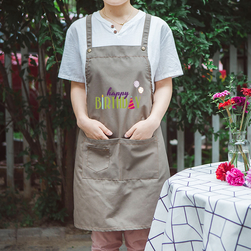 Moda coreana lienzo delantal imprimible logo leche té postre tienda de café cake shop hornear manicura trabajo