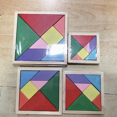 Children's Creative Educational Wooden Tangram Colored Thick Wooden Geometric Toys Educational Supplies School Starting Toys