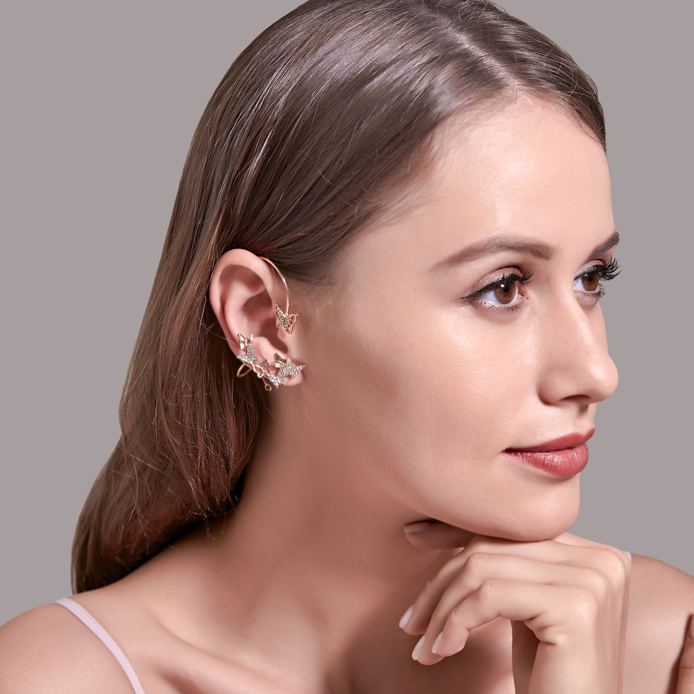 New Three-piece Earrings Creative Butterfly Earring Ear Clip Trendy Earrings Wholesale Nihaojewelry display picture 2