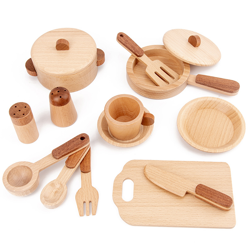 Cocina para niños Casa de juego cocina juguete para niñas casa de muñecas Simulación de madera utensilios de cocina Corea del Sur Niño de madera rompecabezas