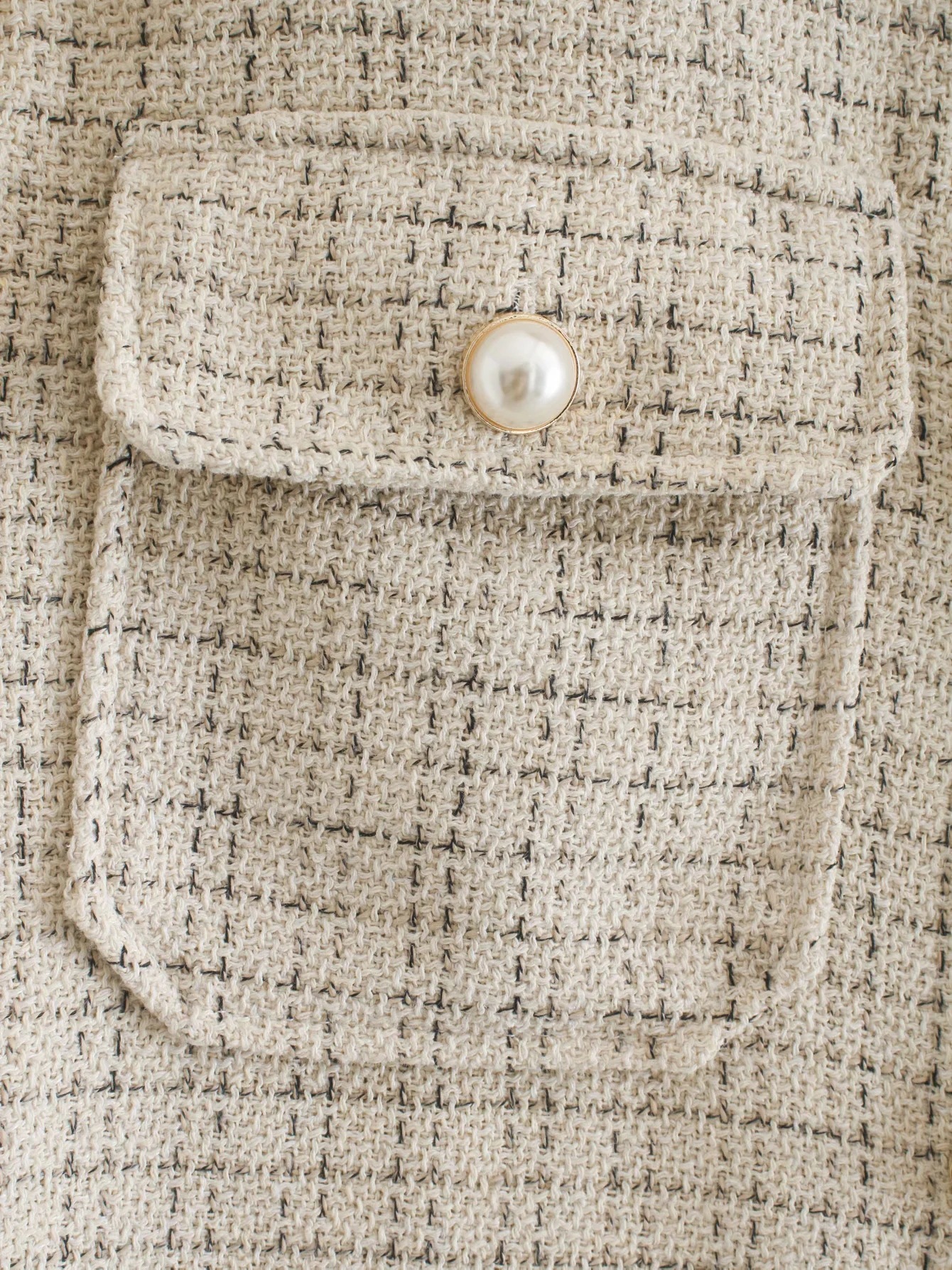 Chaqueta retro de lana con hebilla de perla NSAC14321