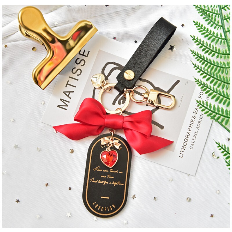 Korean Cute Bow Keychain ins Bow Car Keychain Pendant Moonlight Aesthetic Same Style