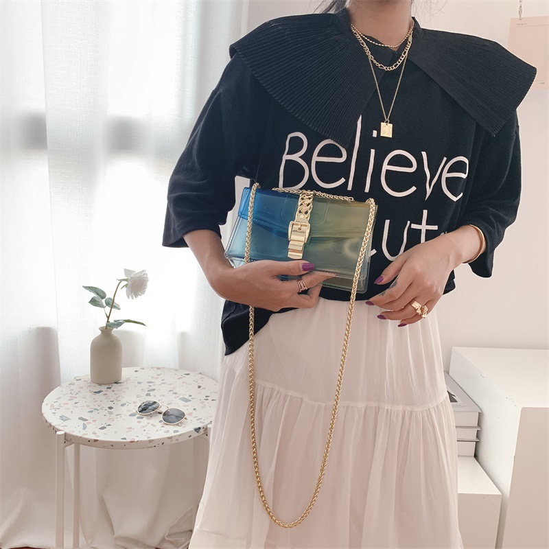 Summer 2025 new gradient jelly bag, fashionable color-blocking chain bag, crossbody single-shoulder bag, ladies' small bag undefined