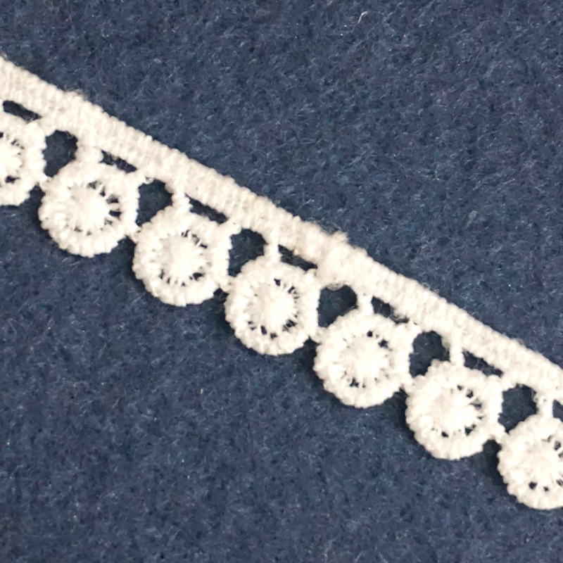 现货现批牛奶丝水溶花边条码服装 DIY 配饰品小圆条码花边