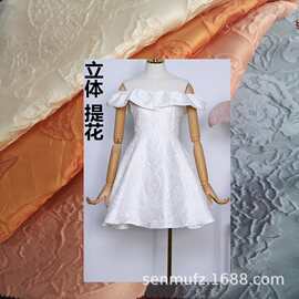 秋冬新款厂家批发优雅浮雕提花面料网红抖音立体线花服装布料批发