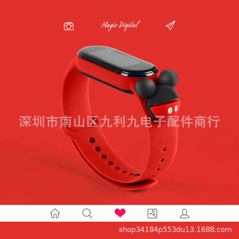 適用于小米手環5腕帶小米3/4手環矽膠=替換表帶創意公仔表帶系列