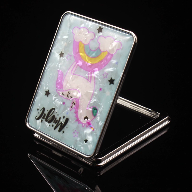 Модное двустороннее складное зеркало капли смолы клей флип Подарочное зеркало женский макияж носить принцессу макияж зеркало на заказ