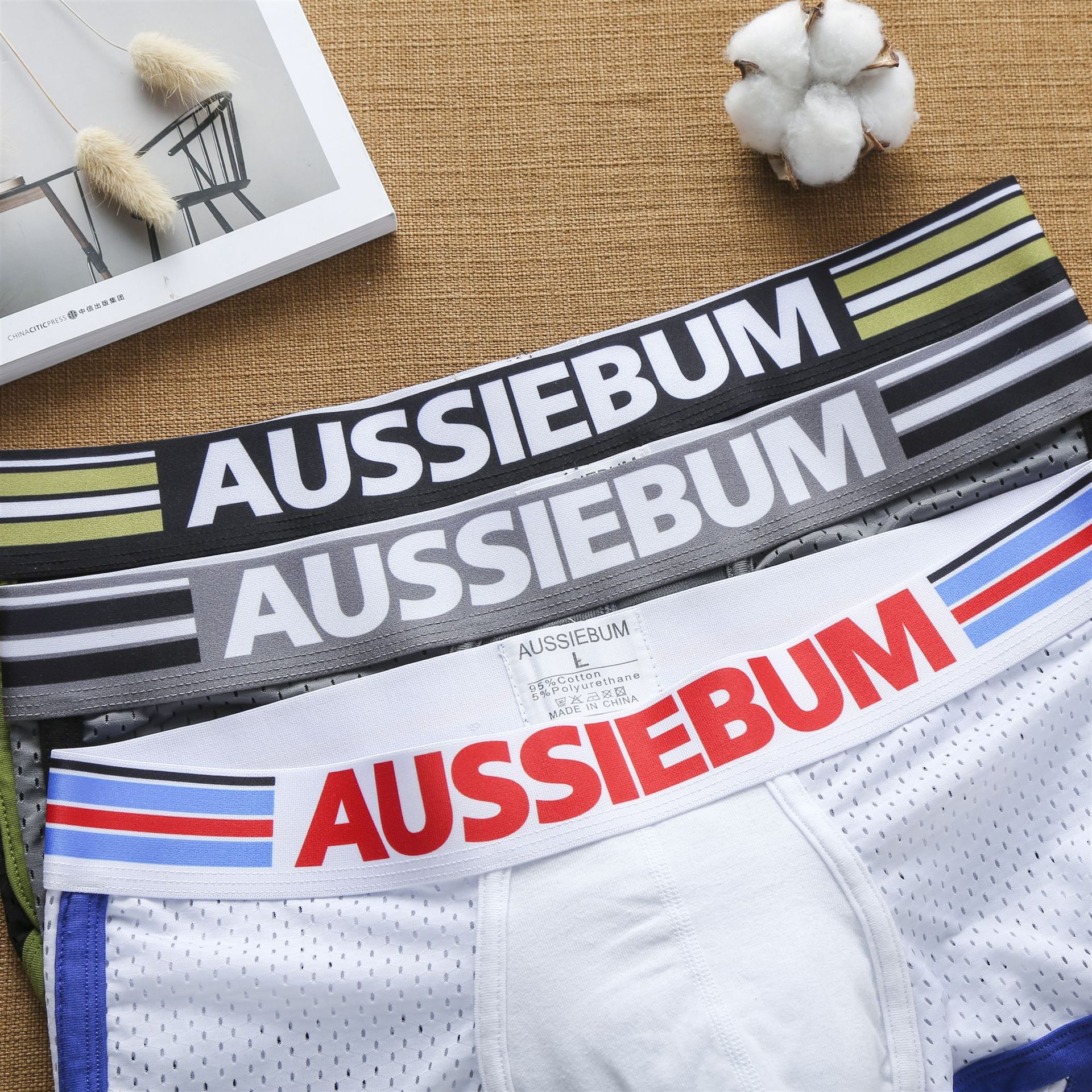 aussiebum男士平角裤纯棉网孔时尚潮青年内裤学生裤衩-阿里巴巴