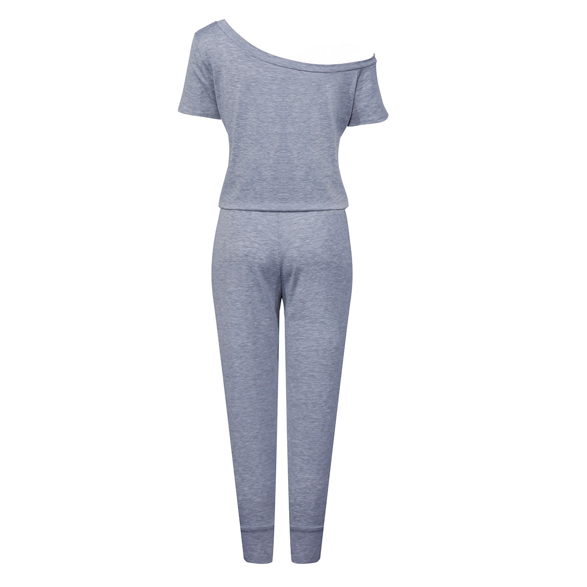 Women's Off-shoulder Jumpsuit With Pockets And Lace-up Details_voghion.com