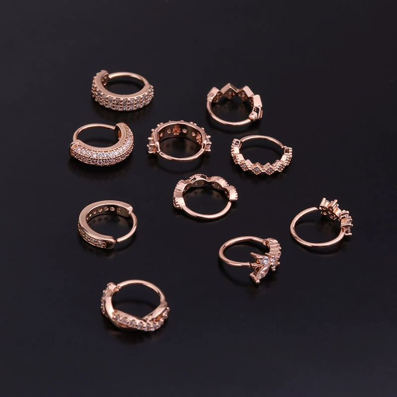 Zirconium, fashionable earrings, creative piercing, accessory, for import, micro incrustation, wholesale