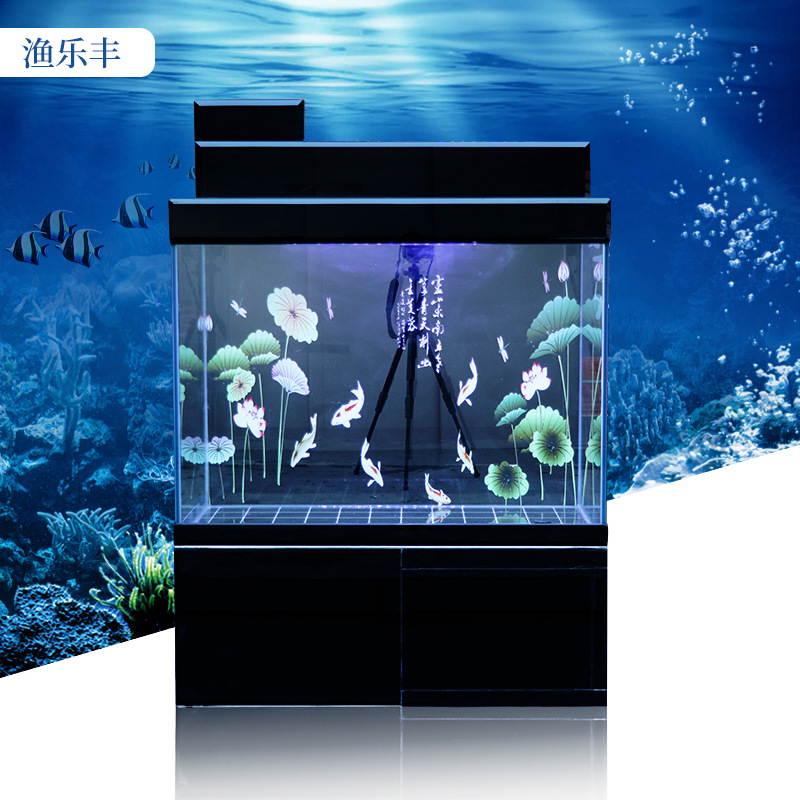 加强上滤鱼缸大型龙鱼缸江门厂家批发定制鱼缸木纹大理石纹水族箱