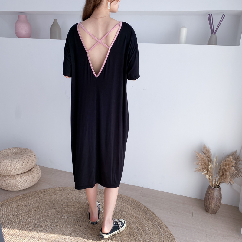 Net Red lady summer Large Easy Short sleeved modal Nightdress sexy pajamas Home Furnishings 300 Dress pounds