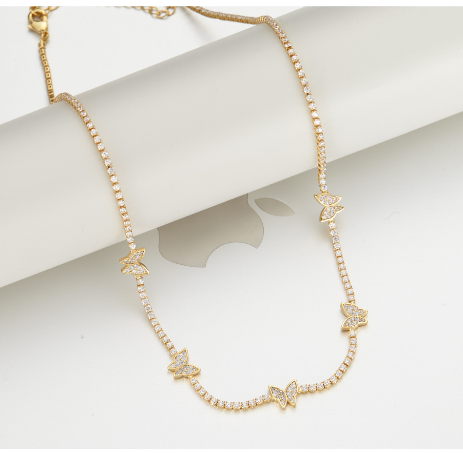 Butterfly Zircon Necklace Stacked Strap Clavicle Chain