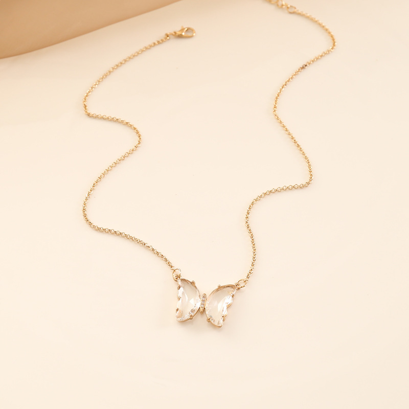 multicolor glass butterfly necklace