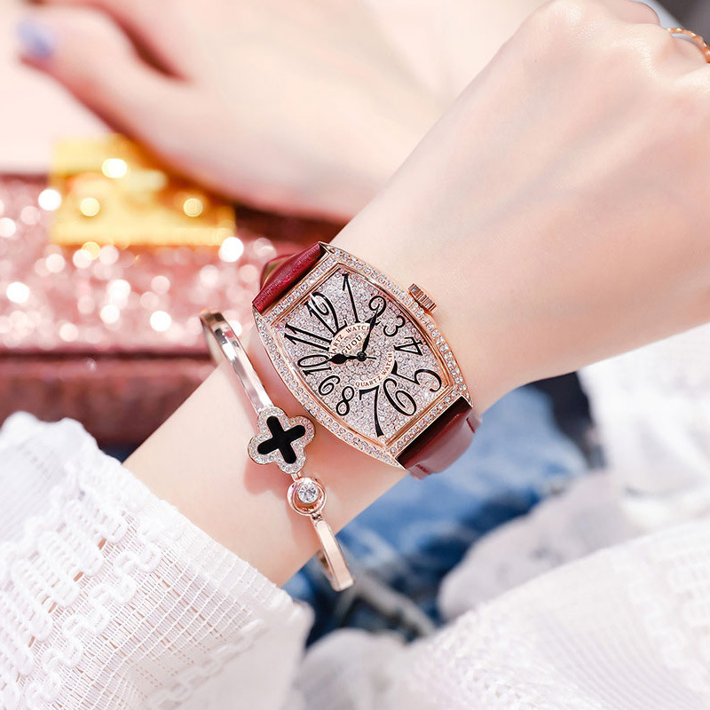 GUOU nuevo reloj de mujer casual cristal estrellado correa de cuarzo calendario tendencia reloj 8200