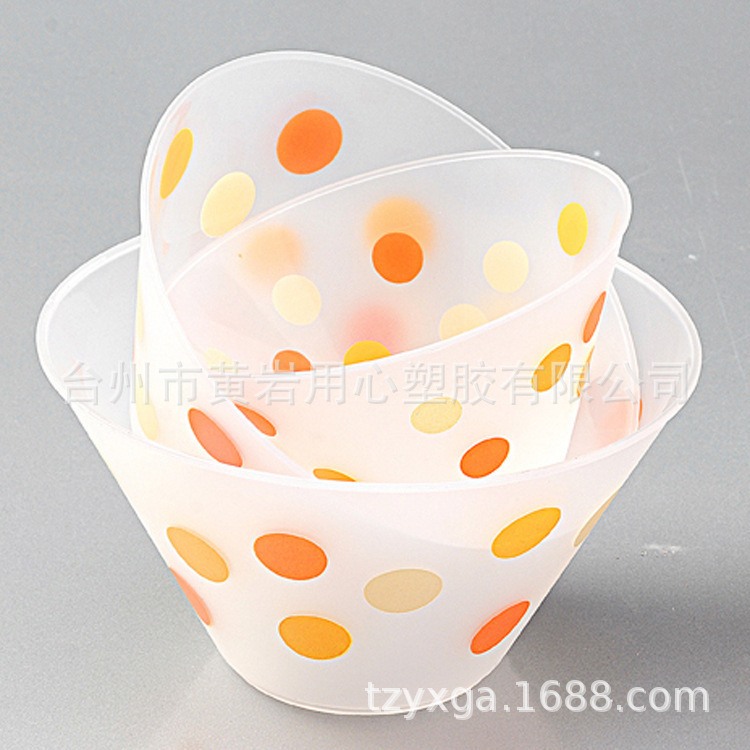 Plastic Conical Round Bowl Set pp Plastic Salad Bowl 3-piece Set Ice Cream Bowl Promotional Gift