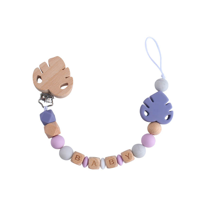 Baby Beech chupete clip Beech Leaf Toy teether nombre del bebé personalizable silicona hoja chupete cadena