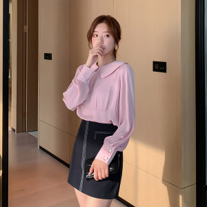 打底衫女2020洋气春款大码纯色韩版宽松百搭小衫女士长袖仙气上衣