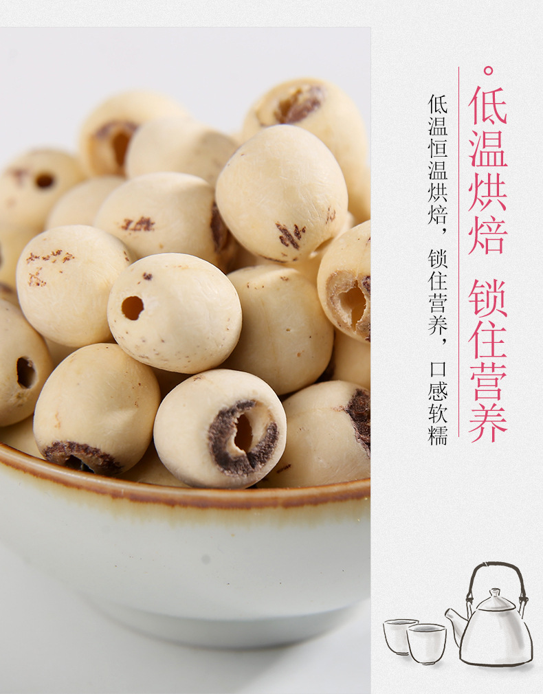 White Lotus Seeds Bai Lian Zi 500g Coreless Dried Nelumbo nucifera Seeds for Soup Congee and Herbal Cooking in use
