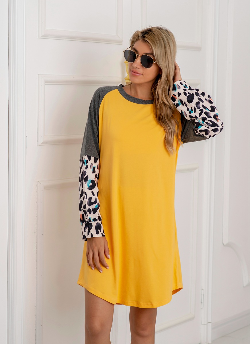 Autumn Women Clothing Simple round Neck Loose Patchwork Sweater Dress Women 6 Autumn Women Clothing Simple round Neck Loose Patchwork Sweater Dress Women