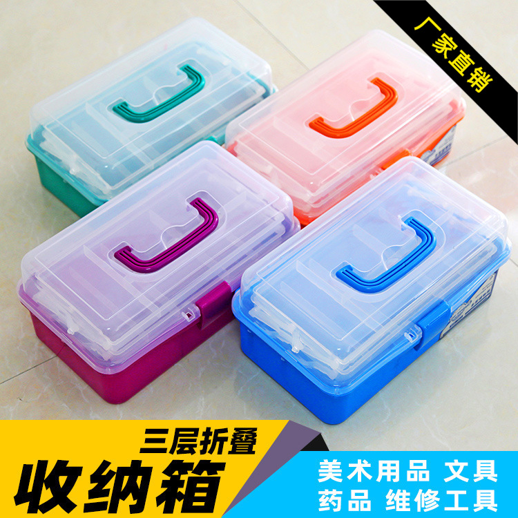 Transparent plastic art storage box for manicure