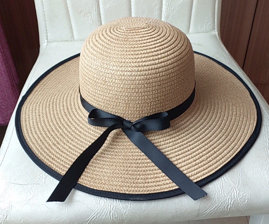 40cm sombrero de paja sombrero de playa de verano para mujeres con檐 plano de protección solar versátil sombrero de sol de playa