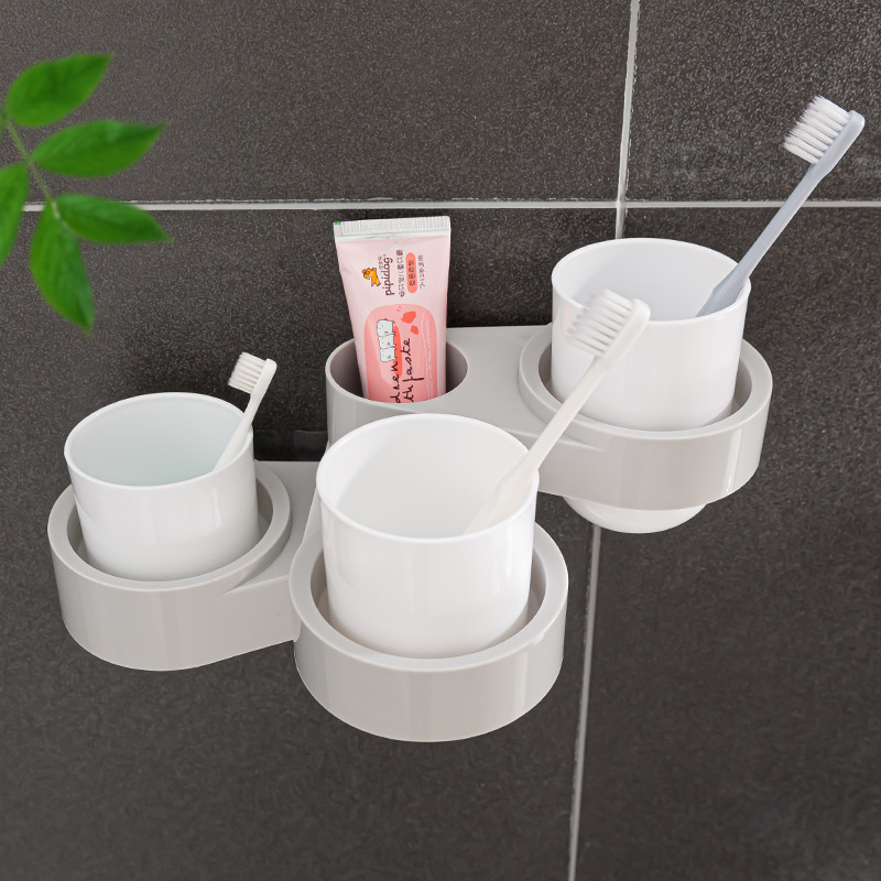 旋转牙刷架免打孔洗漱牙刷杯架卫生间漱口杯套装壁挂式牙刷置物架|ms