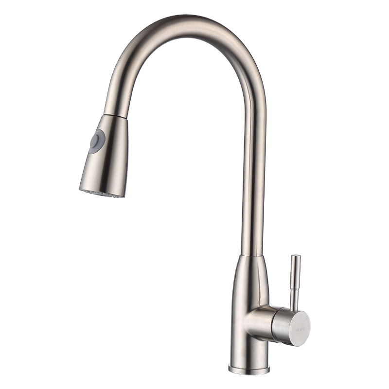 加工定制厨房抽拉式水龙头不锈钢洗伸缩智能触碰感应龙头外贸热款