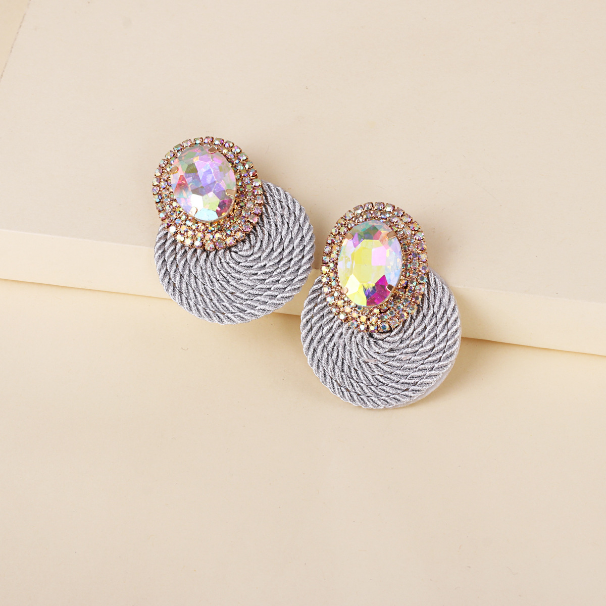 Korean New Fashion Wild Rhinestone Geometric Round Exaggerated Earrings display picture 16