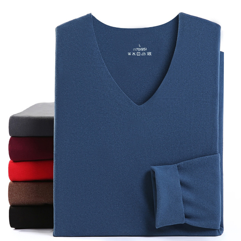 Autumn and winter new men's double-sided sanding de Velvet seamless thermal underwear set base shirt manufacturers wholesale